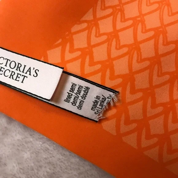 Victoria's Secret VS Orange 34D Love Heart Lightly Lined Demi Bra Underwire New - Picture 7 of 9